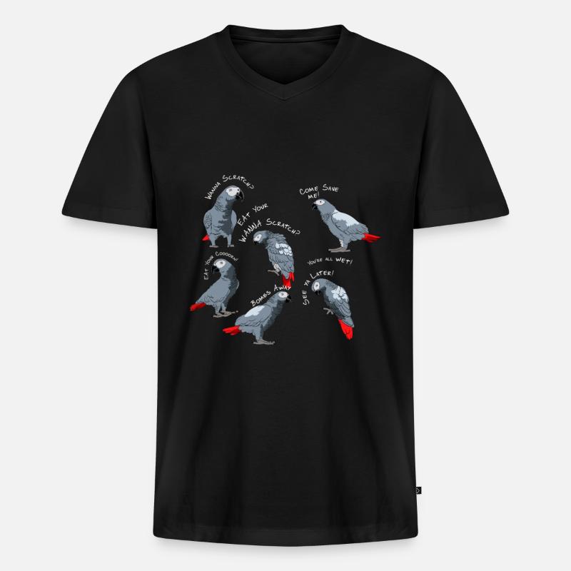 Graupapagei Sprüche - Männer Premium Bio T-Shirt mit V-Ausschnitt - Schwarz