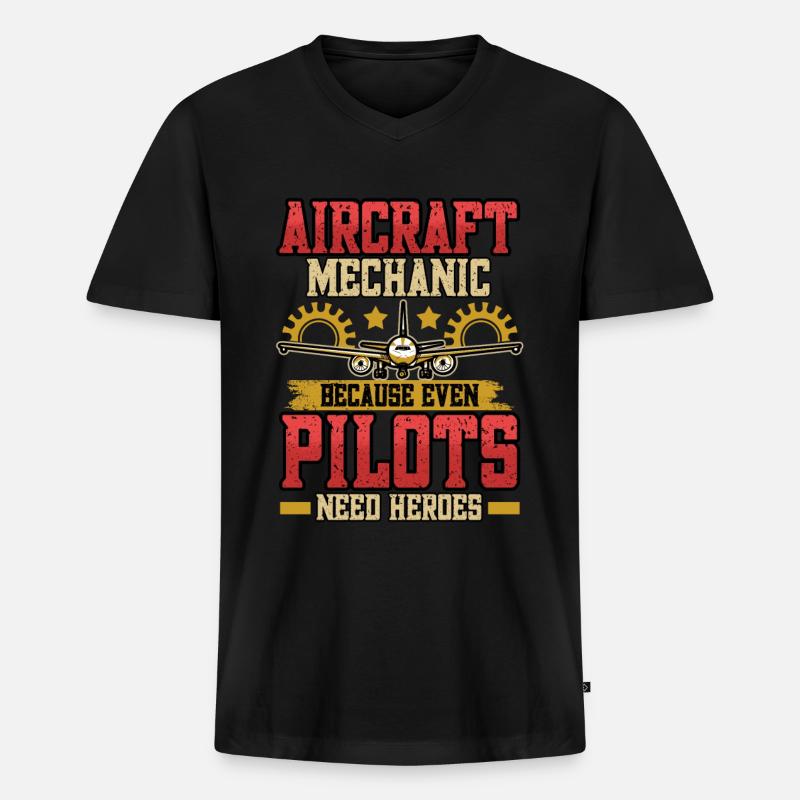 Fluggerätmechaniker Flugzeugmechaniker Geschenk - Männer Premium Bio T-Shirt mit V-Ausschnitt - Schwarz