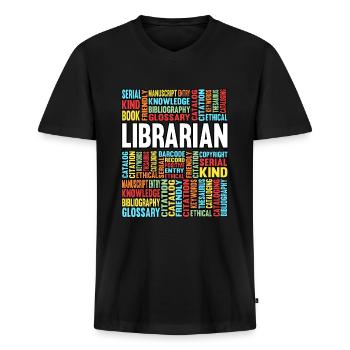 Library Book E-Book Thriller Writer - Men's Premium Organic T-shirt with V-neck - black - Front - Nico (187cm)