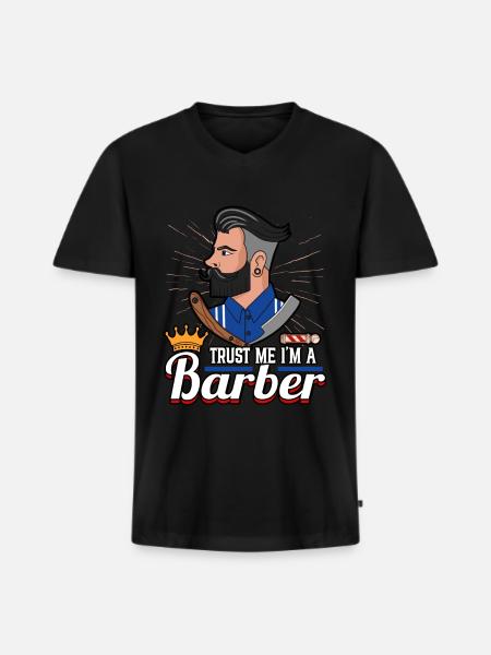 Hairdresser Trust Me I'm A Barber Barbershop - Men's Premium Organic T-shirt with V-neck - black