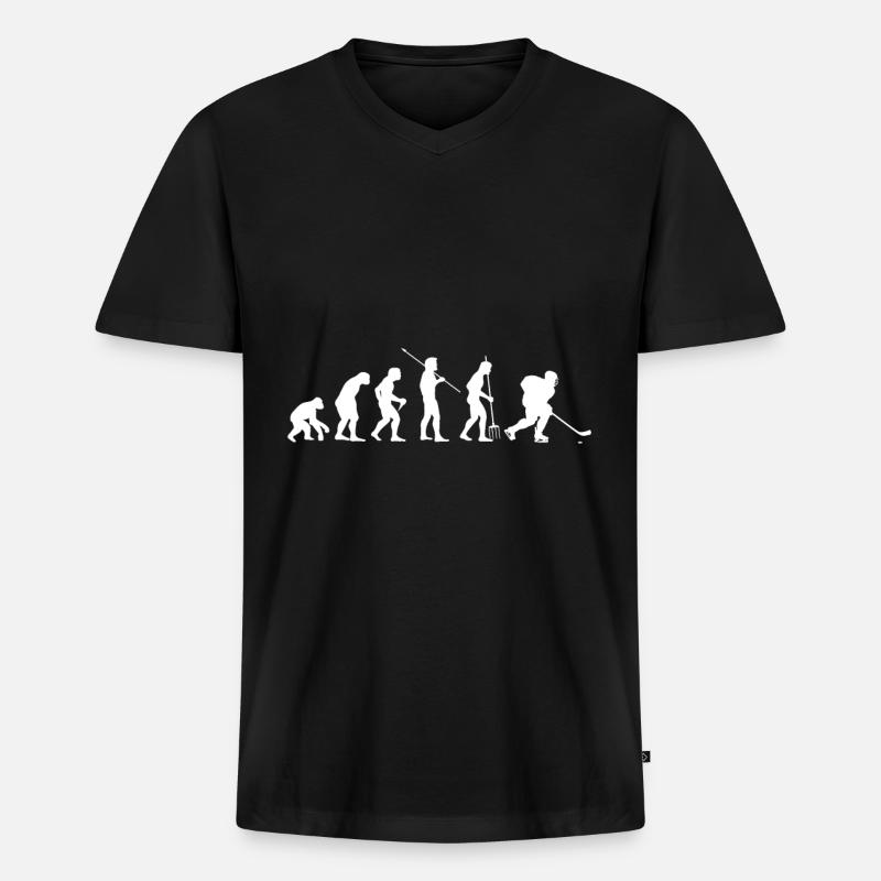 Eishockey - Männer Premium Bio T-Shirt mit V-Ausschnitt - Schwarz