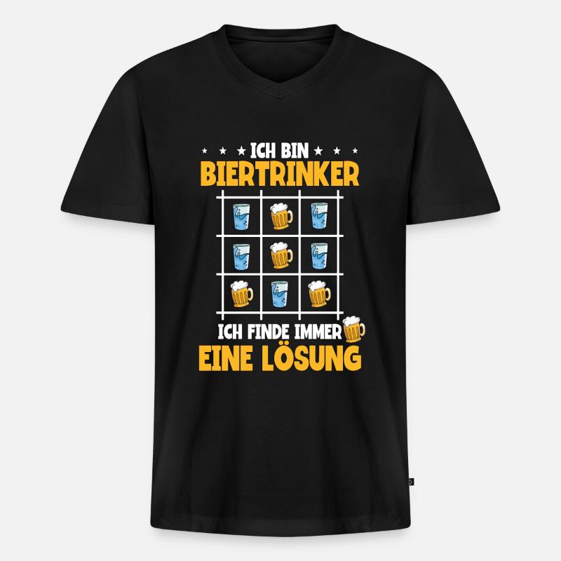 Ich bin Biertrinker Bier - Männer Premium Bio T-Shirt mit V-Ausschnitt - Schwarz