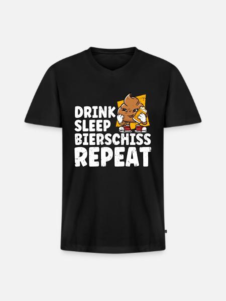 Drink Sleep Bierschiss Repeat Bier - Männer Premium Bio T-Shirt mit V-Ausschnitt - Schwarz