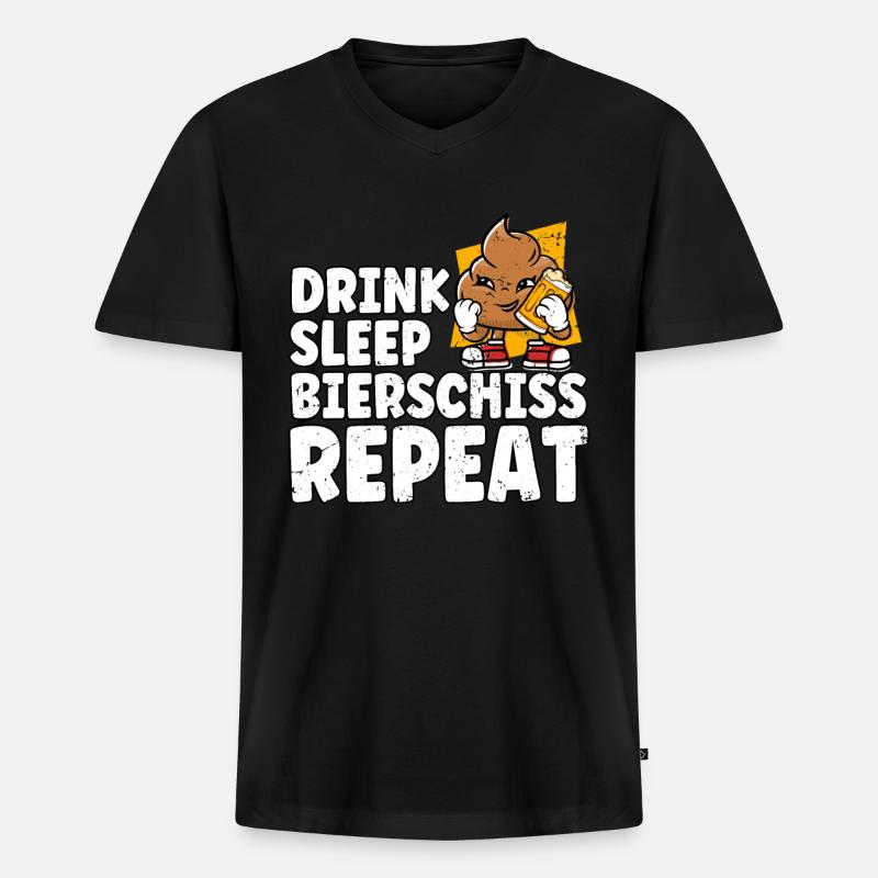 Drink Sleep Bierschiss Repeat Bier - Männer Premium Bio T-Shirt mit V-Ausschnitt - Schwarz