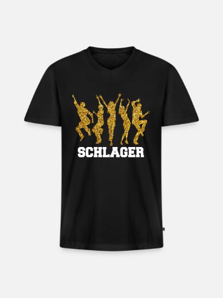 Schlagerparty Schlager - Männer Premium Bio T-Shirt mit V-Ausschnitt - Schwarz