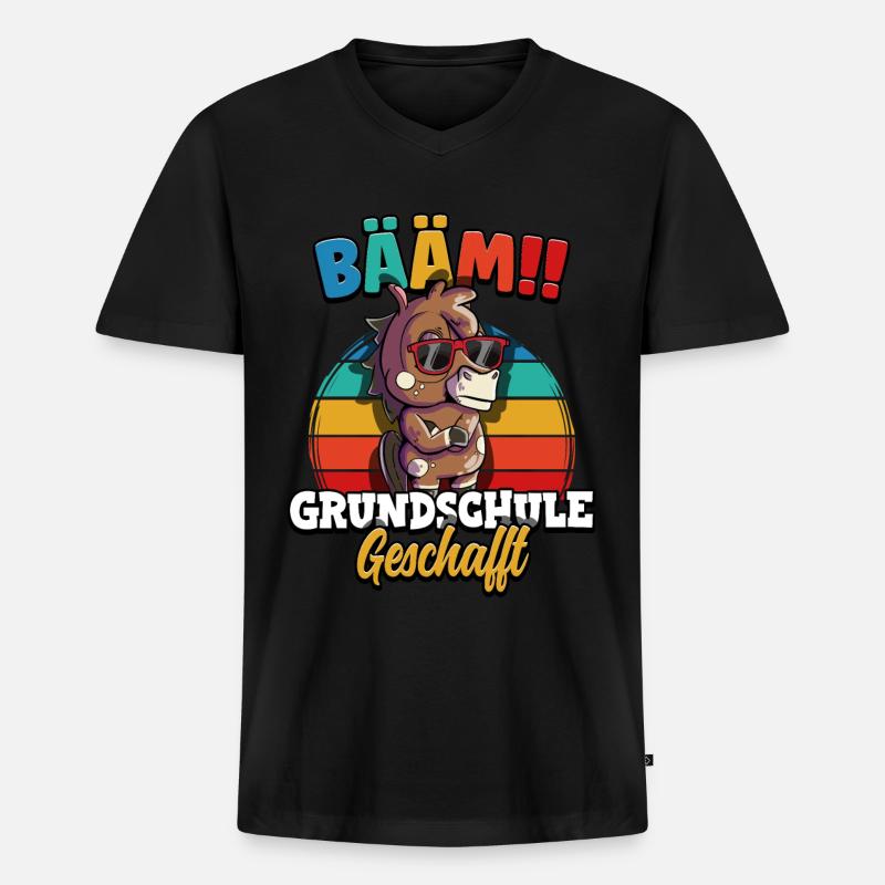 Bääm Grundschule Geschafft - Männer Premium Bio T-Shirt mit V-Ausschnitt - Schwarz