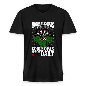 Dart Opa Darts Dartspieler - Männer Premium Bio T-Shirt mit V-Ausschnitt - Schwarz - Vorne - Nico (187cm)