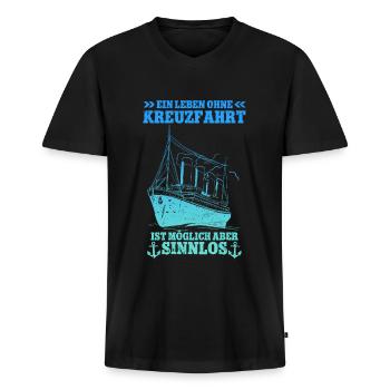 Kreuzfahrt - Männer Premium Bio T-Shirt mit V-Ausschnitt - Schwarz - Vorne - Nico (187cm)