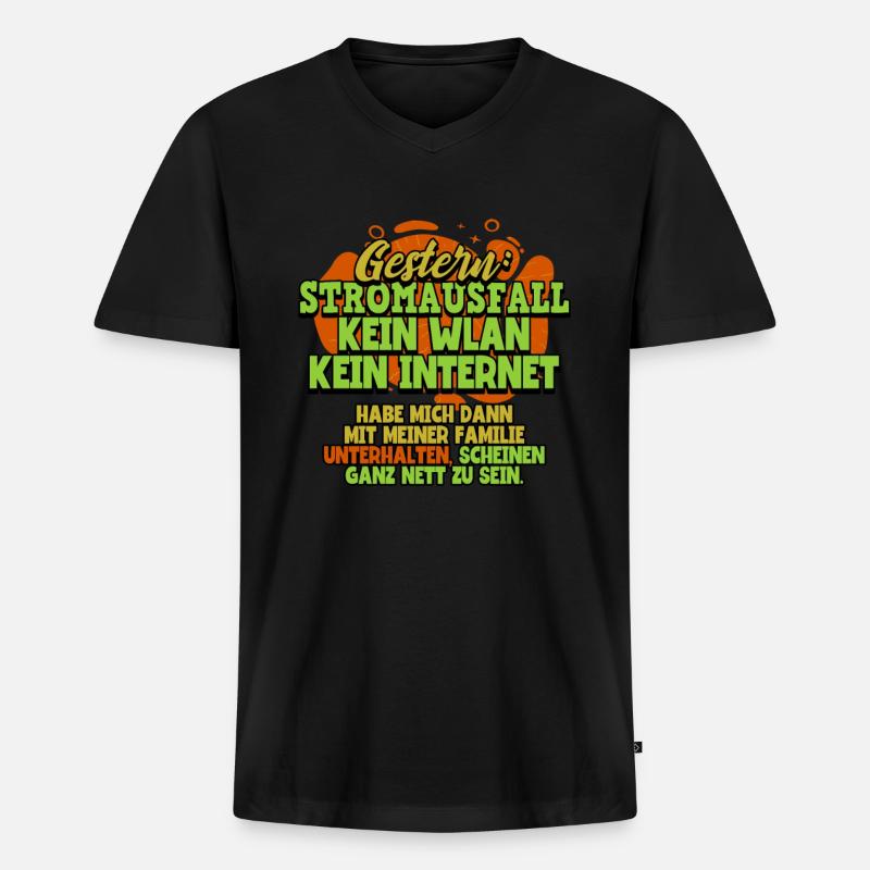 Gestern Stromausfall Zocken Gaming - Männer Premium Bio T-Shirt mit V-Ausschnitt - Schwarz