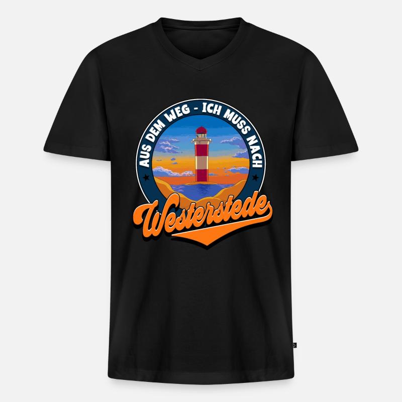 Westerstede - Männer Premium Bio T-Shirt mit V-Ausschnitt - Schwarz
