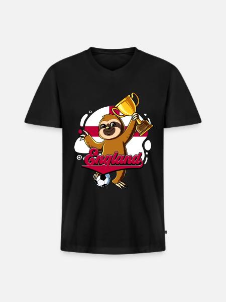 England Fußball - Männer Premium Bio T-Shirt mit V-Ausschnitt - Schwarz