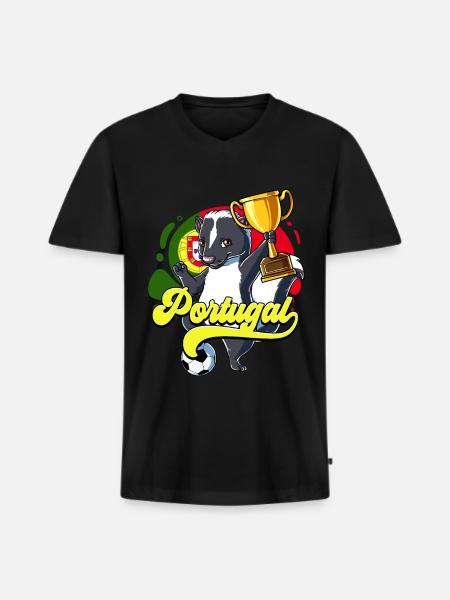 Portugal Fußball - Männer Premium Bio T-Shirt mit V-Ausschnitt - Schwarz