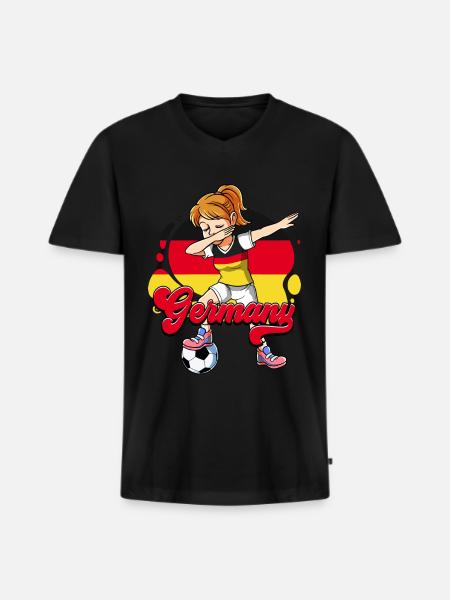 Deutschland Fußball - Männer Premium Bio T-Shirt mit V-Ausschnitt - Schwarz