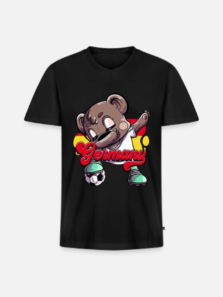 Deutschland Fußball - Männer Premium Bio T-Shirt mit V-Ausschnitt - Schwarz