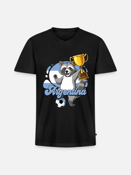Argentinien Fußball - Männer Premium Bio T-Shirt mit V-Ausschnitt - Schwarz