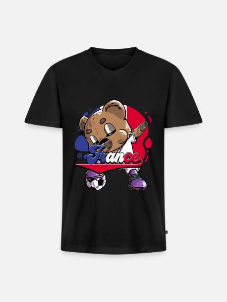 Frankreich Fußball - Männer Premium Bio T-Shirt mit V-Ausschnitt - Schwarz