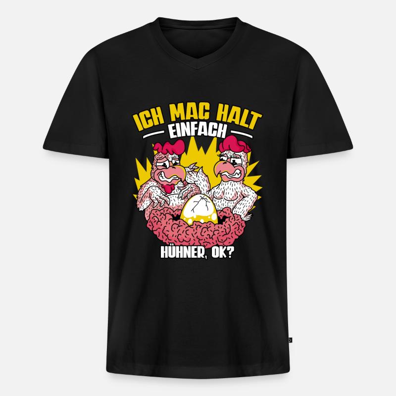 Huhn Hühner - Männer Premium Bio T-Shirt mit V-Ausschnitt - Schwarz