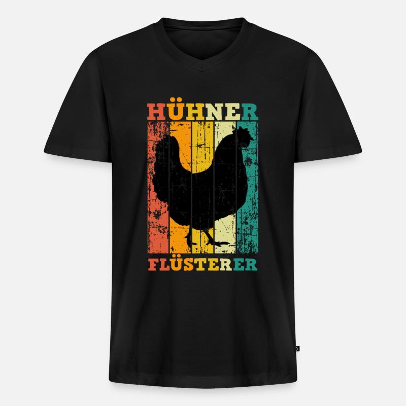 Huhn Hühner Flüsterer - Männer Premium Bio T-Shirt mit V-Ausschnitt - Schwarz