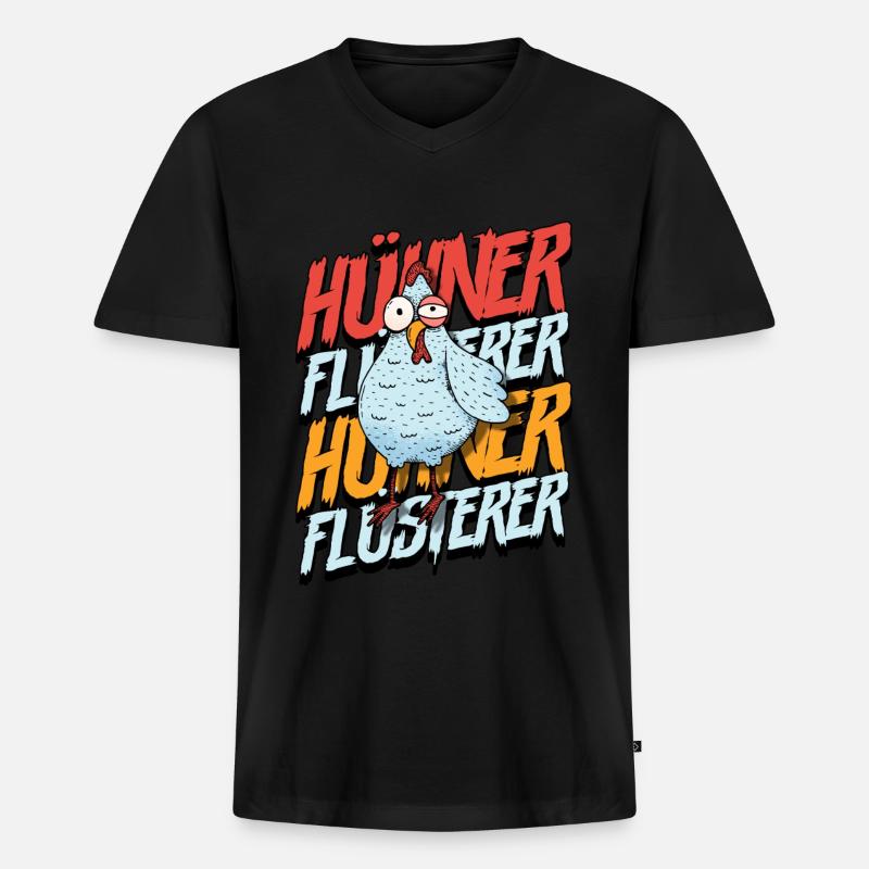 Huhn Hühner Flüsterer - Männer Premium Bio T-Shirt mit V-Ausschnitt - Schwarz
