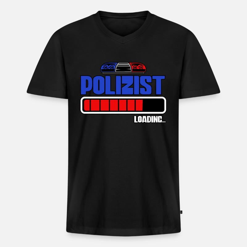 Polizist Loading Polizei - Männer Premium Bio T-Shirt mit V-Ausschnitt - Schwarz