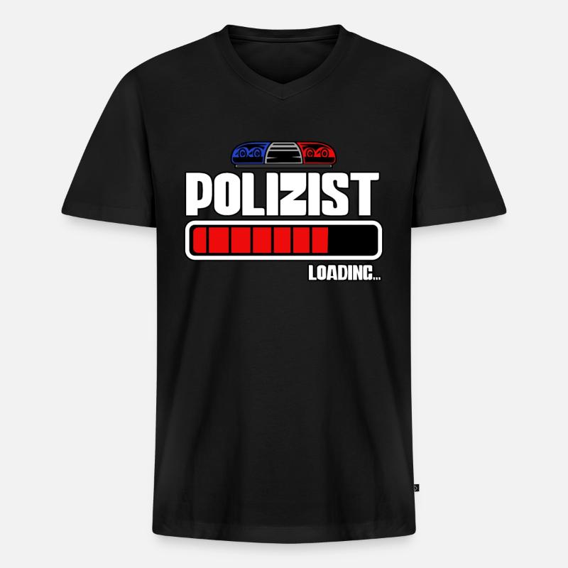 Polizist Loading Polizei - Männer Premium Bio T-Shirt mit V-Ausschnitt - Schwarz