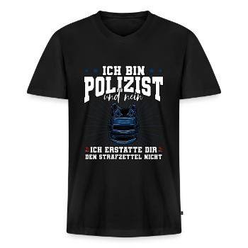 Ich Bin Polizist Polizei - Männer Premium Bio T-Shirt mit V-Ausschnitt - Schwarz - Vorne - Nico (187cm)