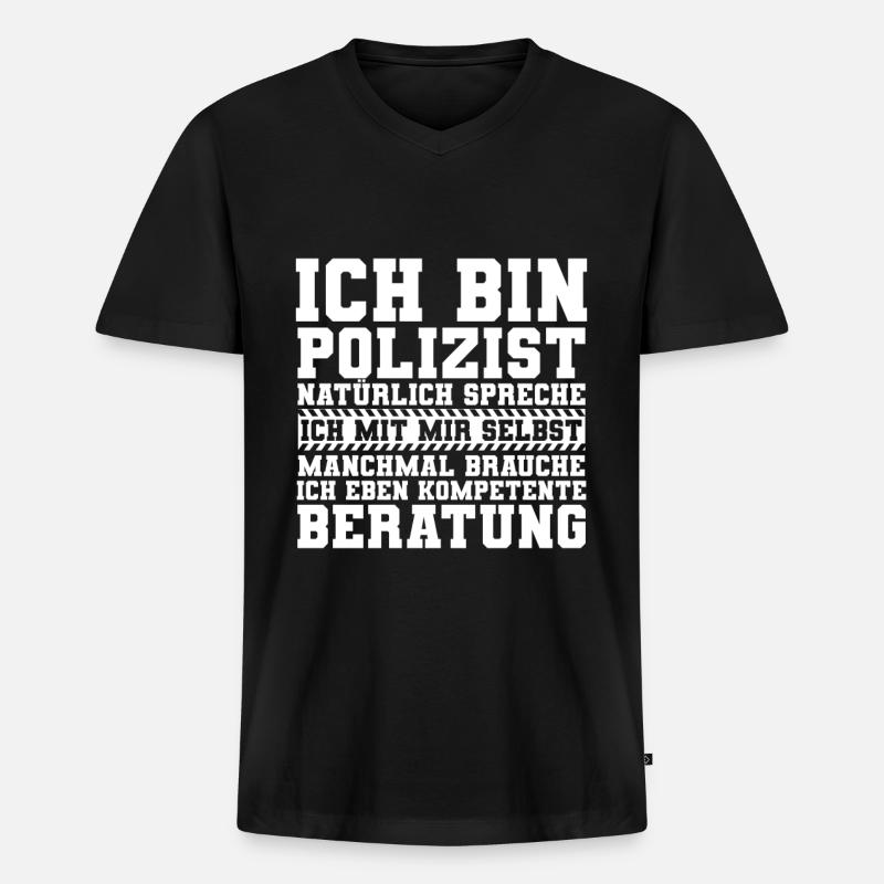 Ich Bin Polizist Polizei - Männer Premium Bio T-Shirt mit V-Ausschnitt - Schwarz
