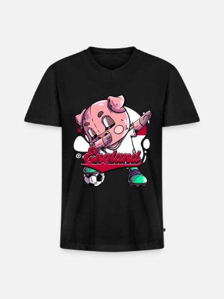 England Fußball - Männer Premium Bio T-Shirt mit V-Ausschnitt - Schwarz