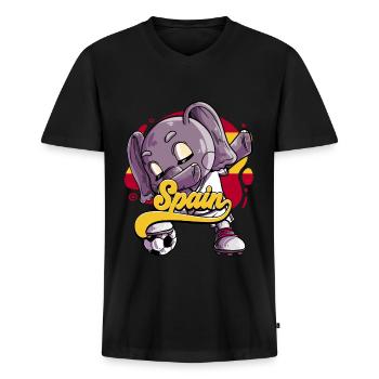 Spanien Fußball - Männer Premium Bio T-Shirt mit V-Ausschnitt - Schwarz - Vorne - Nico (187cm)