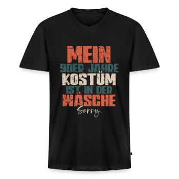 90er Jahre - Männer Premium Bio T-Shirt mit V-Ausschnitt - Schwarz - Vorne - Nico (187cm)