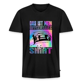 90er Jahre - Männer Premium Bio T-Shirt mit V-Ausschnitt - Schwarz - Vorne - Nico (187cm)