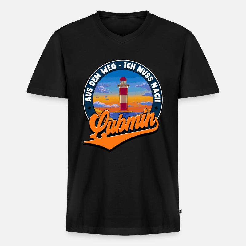 Lubmin - Männer Premium Bio T-Shirt mit V-Ausschnitt - Schwarz