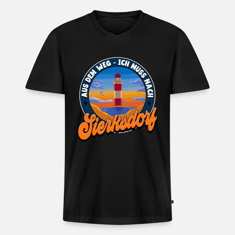 Sierksdorf - Männer Premium Bio T-Shirt mit V-Ausschnitt - Schwarz