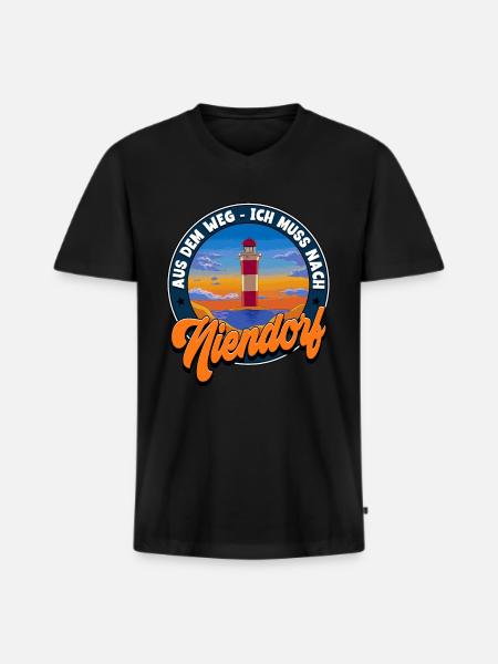 Niendorf - Männer Premium Bio T-Shirt mit V-Ausschnitt - Schwarz