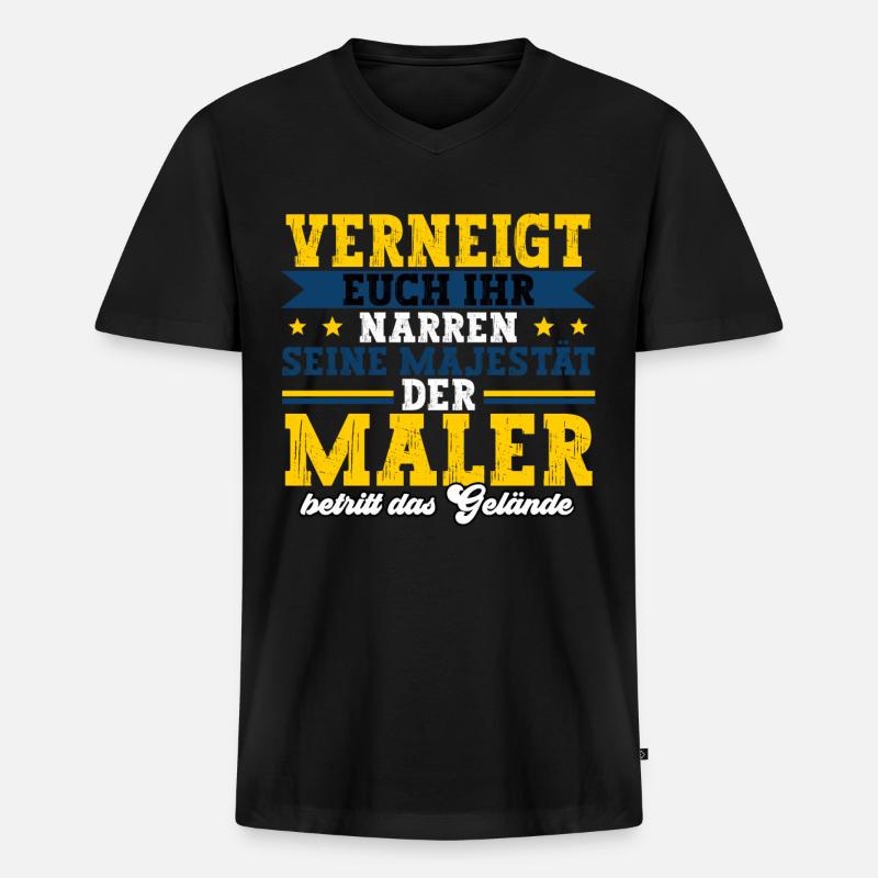 Maler - Männer Premium Bio T-Shirt mit V-Ausschnitt - Schwarz