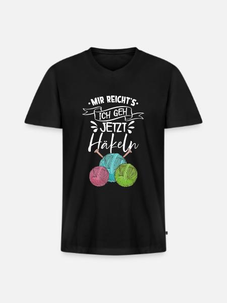 Häkeln - Männer Premium Bio T-Shirt mit V-Ausschnitt - Schwarz