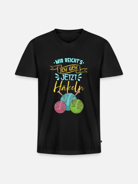 Häkeln - Männer Premium Bio T-Shirt mit V-Ausschnitt - Schwarz