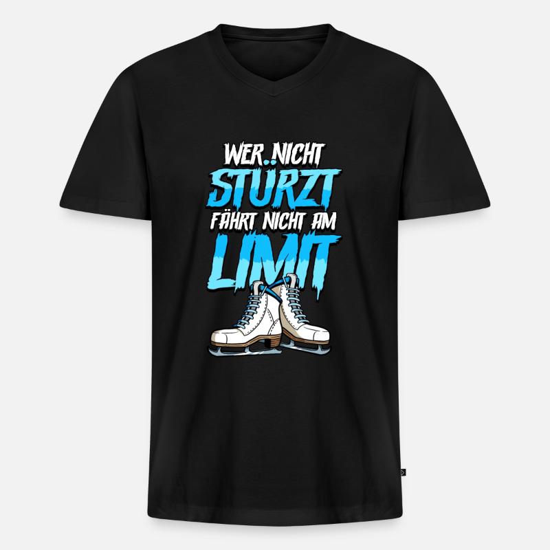 Eislaufen - Männer Premium Bio T-Shirt mit V-Ausschnitt - Schwarz