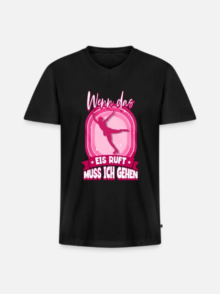 Eislaufen - Männer Premium Bio T-Shirt mit V-Ausschnitt - Schwarz