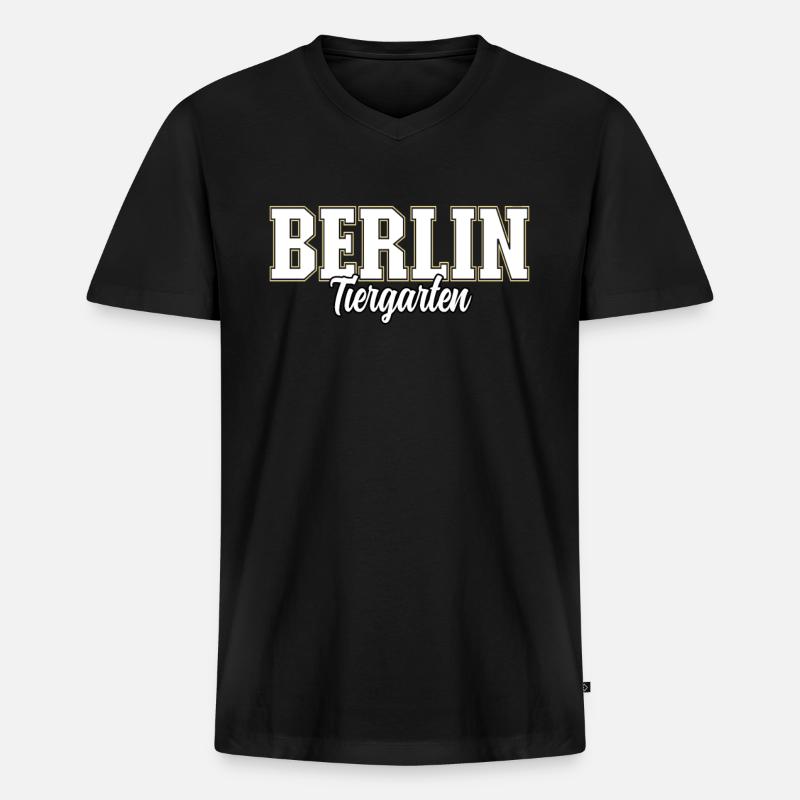 Berlin Tiergarten - Männer Premium Bio T-Shirt mit V-Ausschnitt - Schwarz