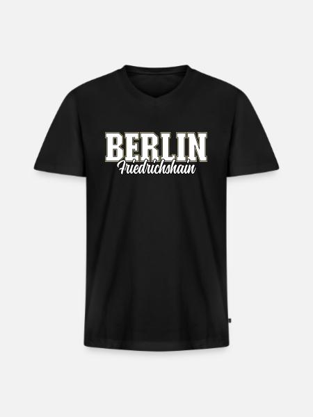Berlin Friedrichshain - Men's Premium Organic T-shirt with V-neck - black