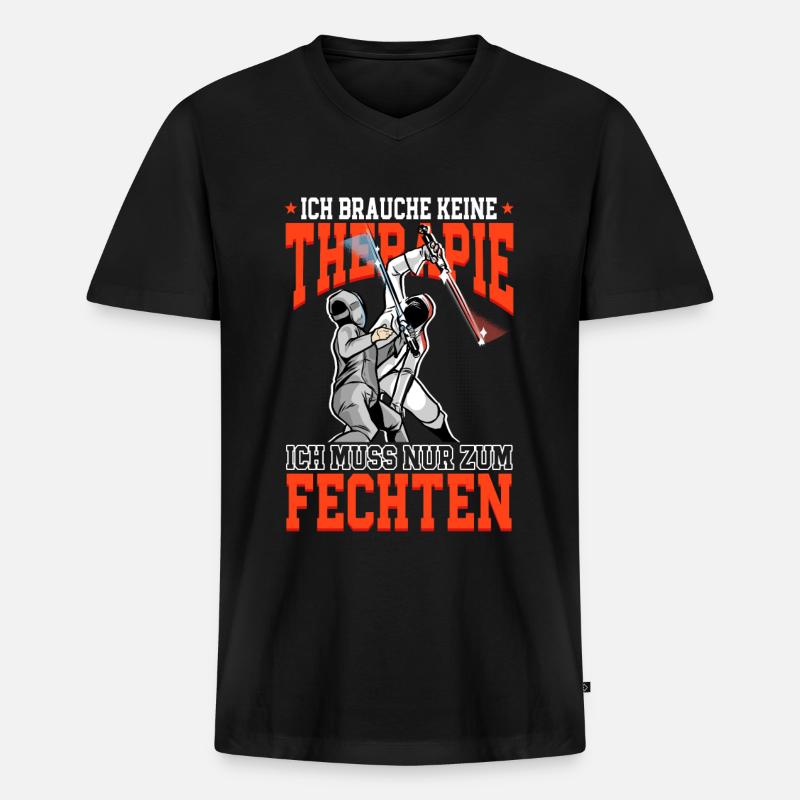 Fechten - Männer Premium Bio T-Shirt mit V-Ausschnitt - Schwarz