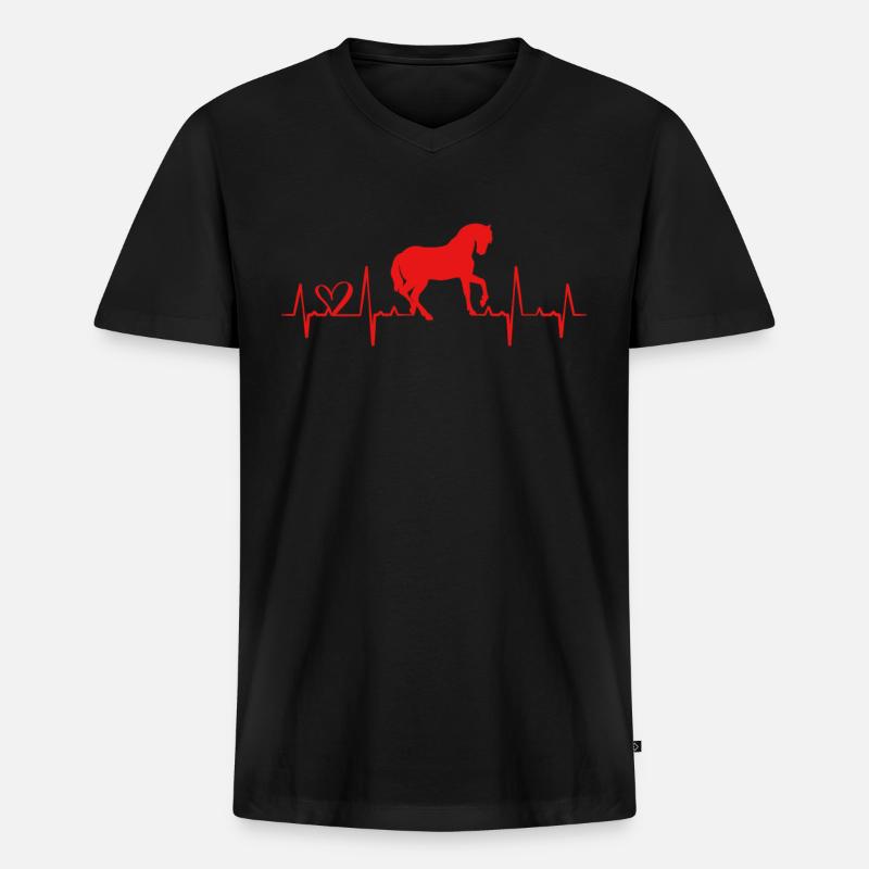 Pferde - Männer Premium Bio T-Shirt mit V-Ausschnitt - Schwarz