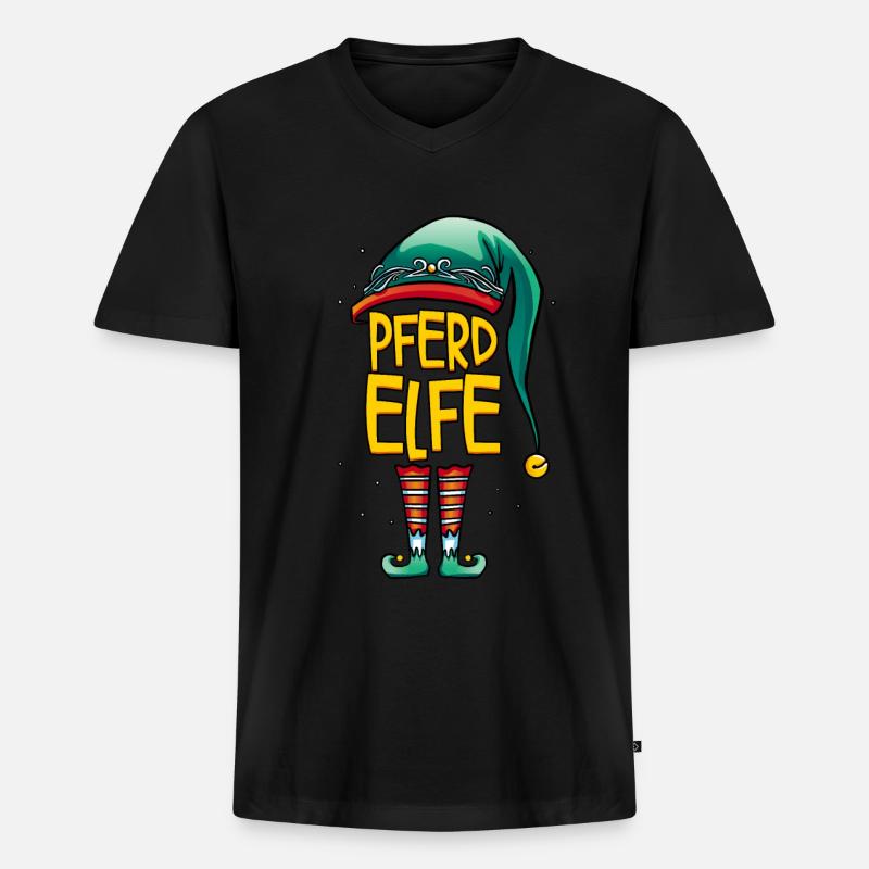 Elfe Pferde - Männer Premium Bio T-Shirt mit V-Ausschnitt - Schwarz