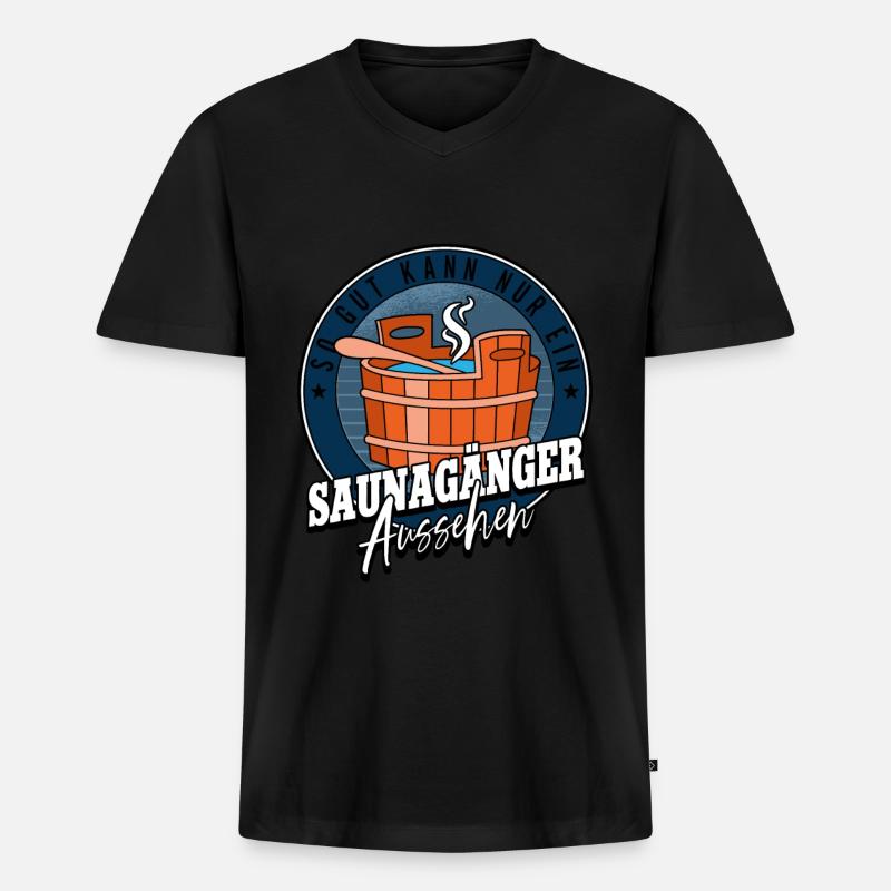 Sauna - Männer Premium Bio T-Shirt mit V-Ausschnitt - Schwarz