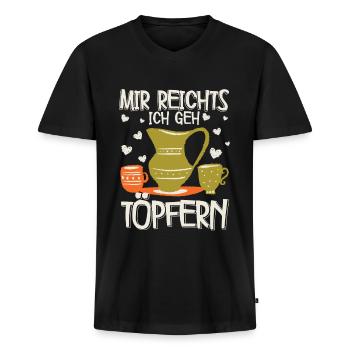 Töpfern - Männer Premium Bio T-Shirt mit V-Ausschnitt - Schwarz - Vorne - Nico (187cm)