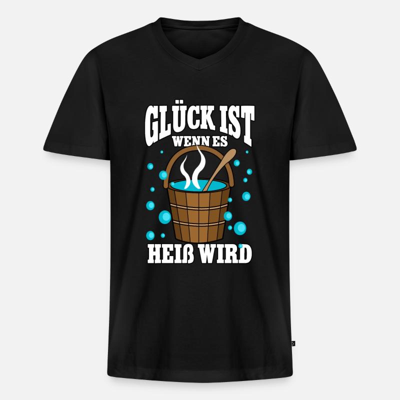 Sauna - Männer Premium Bio T-Shirt mit V-Ausschnitt - Schwarz