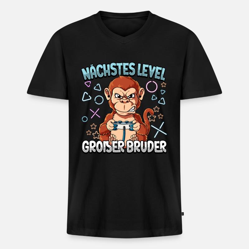 Nächstes Level Großer Bruder - Männer Premium Bio T-Shirt mit V-Ausschnitt - Schwarz