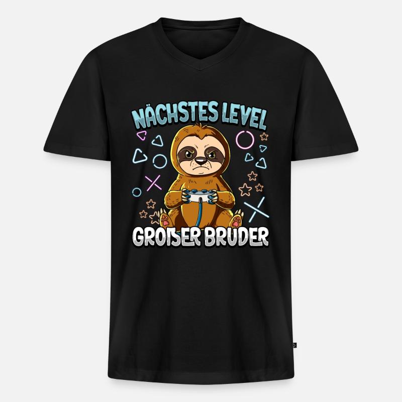 Nächstes Level Großer Bruder - Männer Premium Bio T-Shirt mit V-Ausschnitt - Schwarz