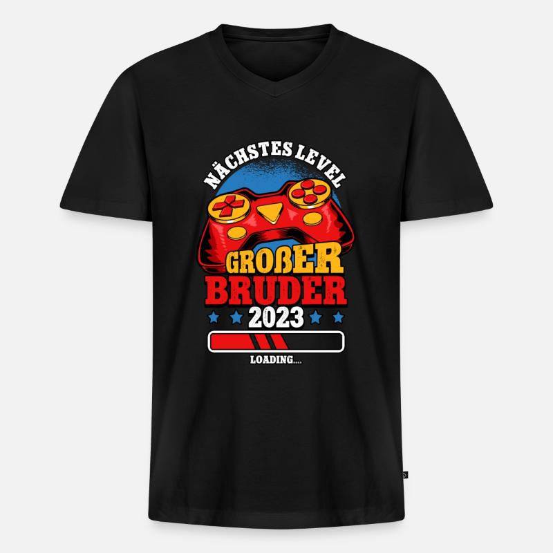 Nächstes Level Großer Bruder 2023 - Männer Premium Bio T-Shirt mit V-Ausschnitt - Schwarz